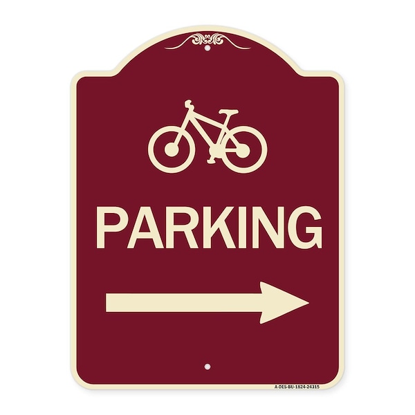 Bicycle Symbol Parking Right Arrow Heavy-Gauge Aluminum Architectural Sign, 24" x 18", BU-1824-24315